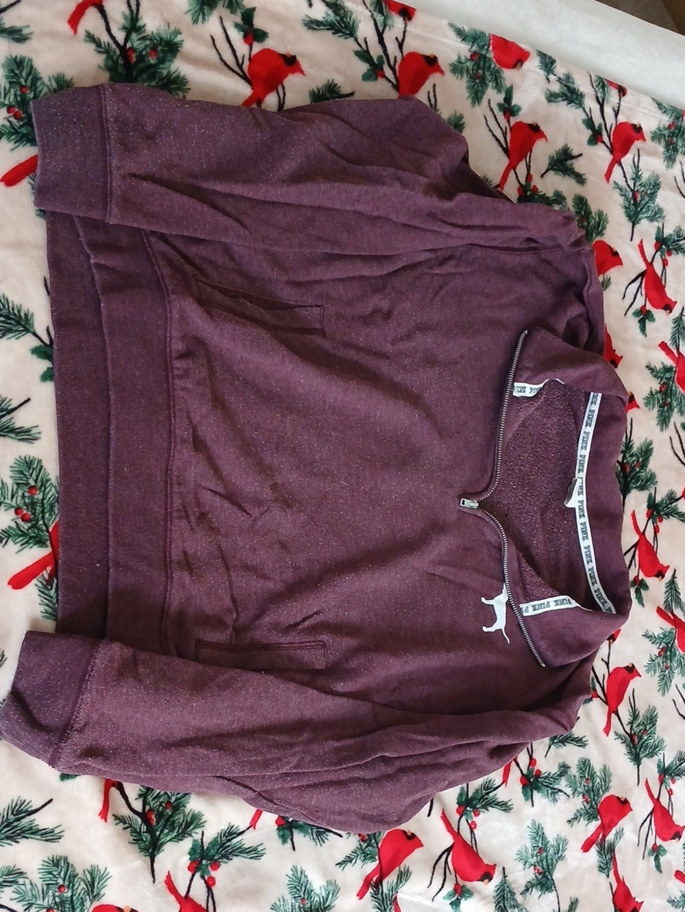 PINK Victoria's Secret Men's Plum Half-Zip Pullover Sweater